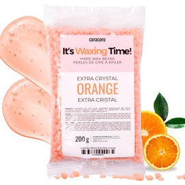 Curacoro Italian Wax Beans - 200g Hard Wax Beads for Full Body Hair Removal on Face, Body, Brazilian, Bikini, Legs, Underarms, Skin-Sensitive Waxing Beads for Women & Men, Made in Italy (Orange)