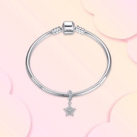 Annmors Marry Christmas Charm Love Pendant S925 Sterling Silver Bracelet Bead with Cubic Zirconia for European Bracelets Necklace, Mother's Day Jewellery Gift Christmas for Men and Women, Sterling