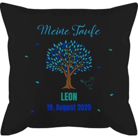 Cushion 50 x 50 cm – My Baptism Tree of Life I Christening Gift Boys Christening Gifts Boy Godchild – 50 x 50 cm – Black – for Christening Cushion Confirmation Christening Communion Christening Pad