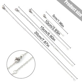 WeddHuis Pack of 4 Necklace Extenders Silver 5/10/15/20 cm Necklace Extender Bracelet Extension Chain Extension for Necklaces Bracelets Jewellery Making Women Men (4 Sizes)