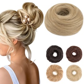 Benehair Hair Scrunchies Curly Hair Buns Hairpiece Messy Bun Synthetic Ponytail Bun Extensions Ash Blonde Hair Pieces for Women (Ash Blonde, 55g)