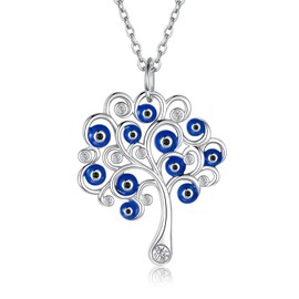 zaxsj Evil Eye Necklaces Sterling Silver 925 Protection Good Luck Turkish Amulet Eyes Pendant Jewelry Gifts for Women
