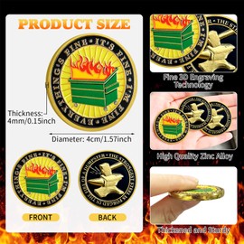 12 Pcs Dumpster Fire Challenge Coin Funny Desk Accessories Hilarious Coworker Go Away Token Hilarious Medallion Inspirational Office Gifts Staff Appreciation Gifts for Men Women