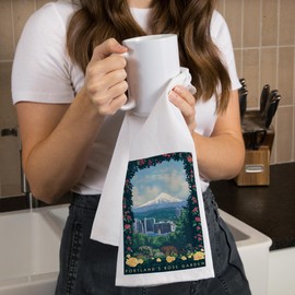 Lantern Press Portland, Oregon, Rose Garden, Artwork (100% Cotton Tea Towel, Decorative Hand Towel, Kitchen and Home)