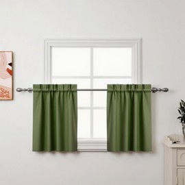 ZWARMY - 2 cortinas de cocina de 24 pulgadas, color verde oliva para ventanas, cortinas de filtrado semiligero para recámara, sala de estar, sótano, baño, tratamientos de ventana (30 pulgadas de ancho