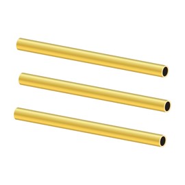 LAVMHAB Round Brass Tube 7mm OD x 0.75mm Wall Thickness x 200mm Length, Seamless Round Brass Pipes Tubing for DIY Craft (3 Pcs)
