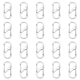 S Carabiner Small Alloy Snap Hook Mini Spring Clips Keychain Clip Tiny Clip Attachment Dual Gate S Binder Carabiner Wire Gate Snap Buckle Tool or Fishing/Camping (20Sliver1.6inch)