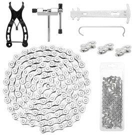 Bicycle Chain 6/7/8 Speed Bicycle Chain, Bicycle Chain Tool with Chain Lock Pliers, Chain Rivet, Chain Breaker and 3 Pairs Bicycle Chain Links, for Mountain Bike and Road Bike