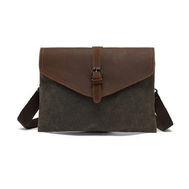 Whatna 8509# Thick Canvas and Cowhide Leather Second Bag, 3-Way Crossbody Bag, Clutch Shoulder Bag, B5 Shoulder Strap Included, Hand Strap, Genuine Leather, Wedding, Business, Formal, Ceremonial