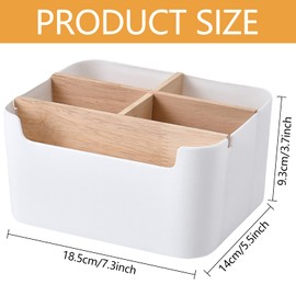 5 Compartments Desktop Organiser, Pen Organiser, Pen Holder, Desk Organiser, Wood, Pen Box, Storage Box, Desk, Table Organiser, Bamboo Organiser Desktop for Office, School, Home