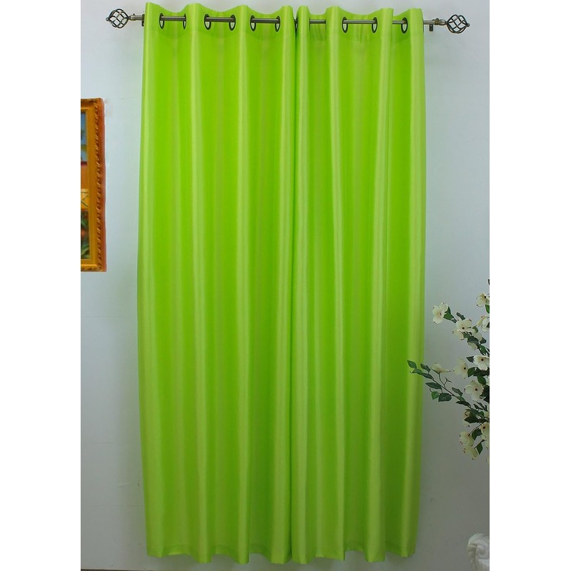 J&V TEXTILES 2 Panels Solid Grommet Semi Sheer Faux Silk