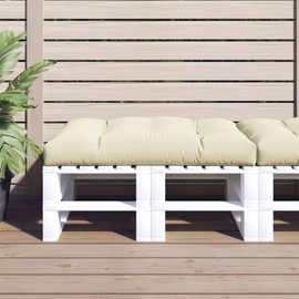 vidaXL Pallet Cushion in Cream Color, Made of Durable Fabric, 100% Polyester, Water-Repellent, Comfortable Seating with Hollow Fiber Filling, Standard Size 47.2"x31.5"x4.7"