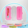 Enday Pencil Box Pink, Plastic Double Deck Pencil Case with