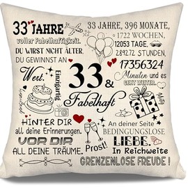33 Years Full Fabulous Pillowcase for Birthday 33 Years Old Women Men Sister Friends Coworkers Girlfriend Wife 33rd Birthday Gift 10-100 Years Old Birthday Pillow Cases (33)