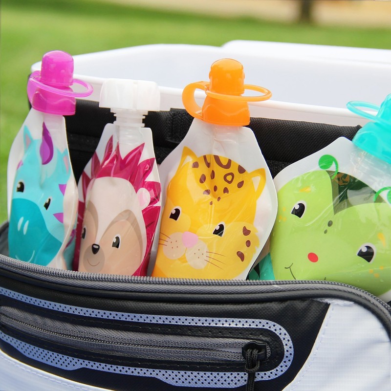 ChooMee Reusable baby food pouches, snack pack with secure double