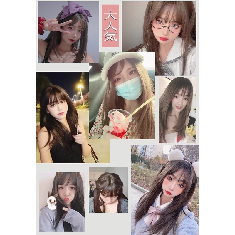 Wig, Semi-Long, Gradient, Straight, Full Wig, Women's, Natural, Small Face,