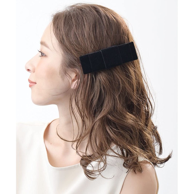 VingTAINE H-210 Velvet Ribbon Simple Office Barrette Hair Accessories, Black