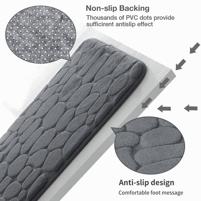 YIHOUSE Memory Foam Bath Mat Cobblestone Bathroom Rug Non Slip