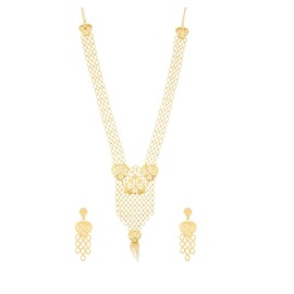 Efulgenz Gold Tone Indian Jewelry Sets for Women Dubai Style Necklace Set Indian Gold Tone Floral Heart Long Necklace Earrings Indian Bridal Jewelry for Wedding Fashion Jewelry