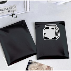 Metallic Envelopes with Self Seal Metallic Bags for Gifts, Office and Invitations, Wedding Guests, Cards Events (Black, Glossy, 8 x 12 cm (Pack of 50))