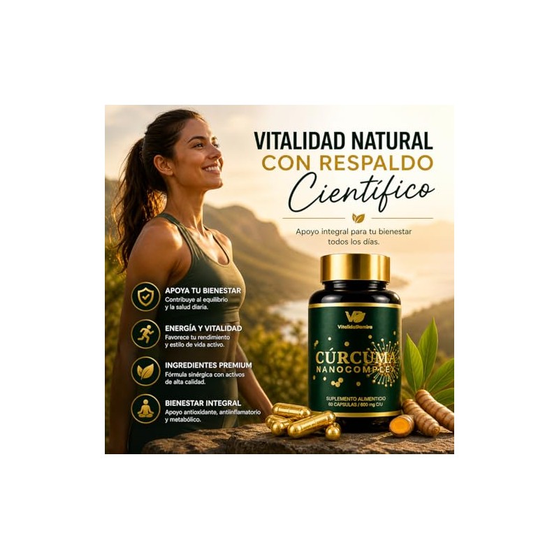 Cúrcuma Nanocomplex con Quercetina, Piperina, Zinc, Vitamina D3 y Ácido
