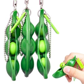 Fidget Toy Bean,3 Pack Squeeze Soybean Keychain Kids and Adluts Squishy Pea Toys Squeeze-a-Bean for Reducing Anxiety and Stress