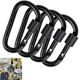 4 Pcs Locking Carabiner, Aluminum Alloy D-Ring Locking Carabiner Key Chain Clip Hook for Outdoor, Camping, Hiking, Traveling, Fishing, Backpack