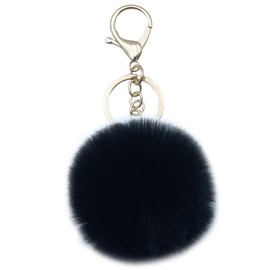 Xsclpomddy Pom Pom Keychain Faux Fur Ball Keychains Fluffy Keyring Tote Pendant Car Bag Soft Plush Charm,black color