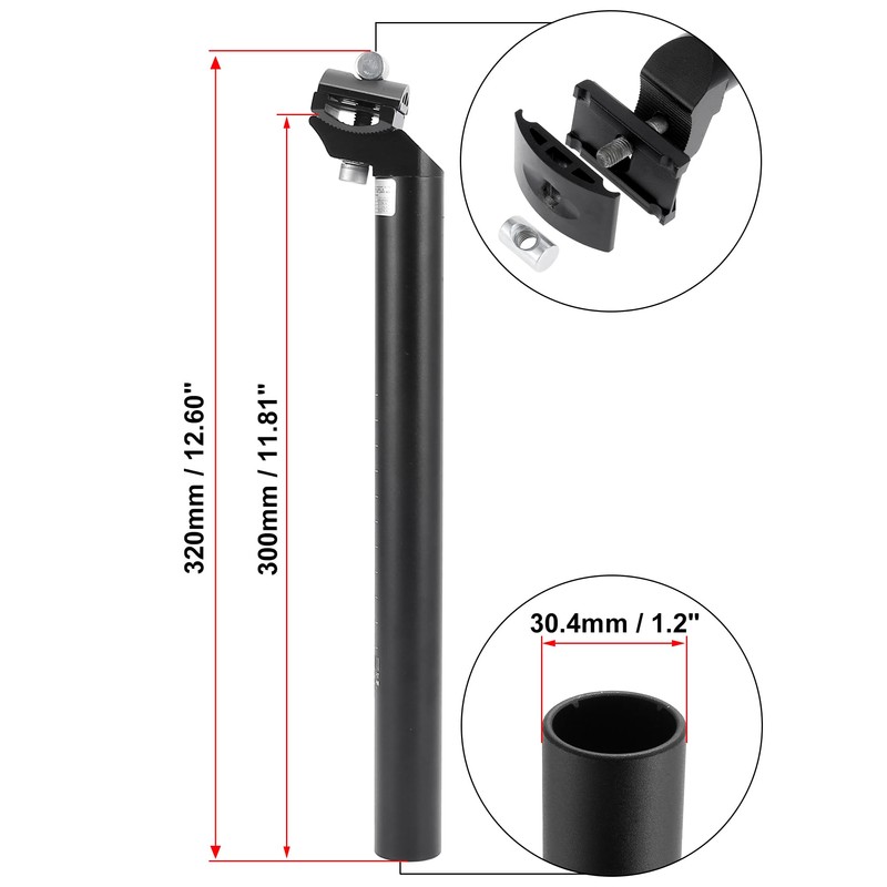 X AUTOHAUX 30.4x300mm Bicycle Seat Post Aluminum Alloy Adjustable with