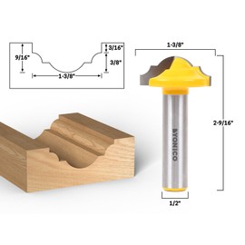 Yonico CNC Cabinet Door Rail and Stile Router Bit 1-3/8-Inch Dia. Classical Roman Ogee Panel 1/2-Inch Shank 13025
