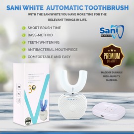 FREEZE2TRIM Sani White Ultrasonic Toothbrush, Ortho Sparkle Sonic Glow Brush, 360 Brite Toothbrush Adult U Shaped Ultrasonic Tooth Cleaner Teeth Whitening Light Electric Automatic Hands Free