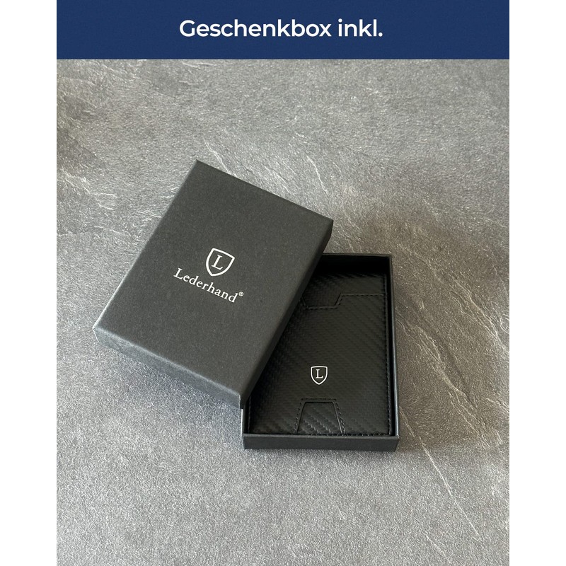 Lederhand iSlim XL - Carbon Leather Wallet with Money Clip