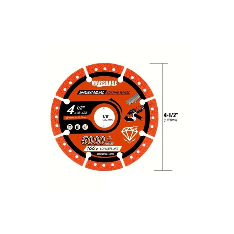 Takelablaze 4-1/2" Diamond Cutting Wheel Metal Cut Off Disc Indestructible