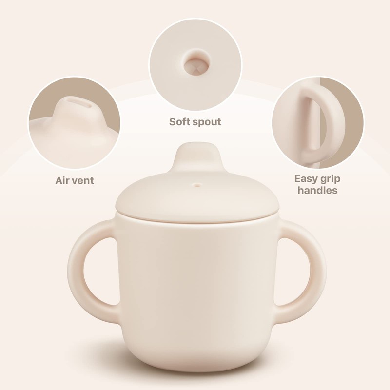 Catii 6 Months+ Sippy Cups with Handles,Small Silicone Sippy Cups