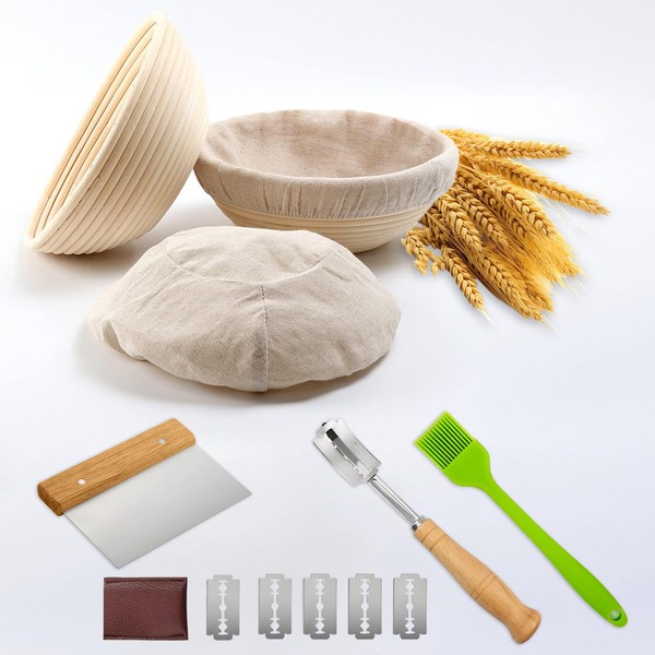 Banneton Bread Proofing Basket Set - Sourdough Bread Baking Supplies