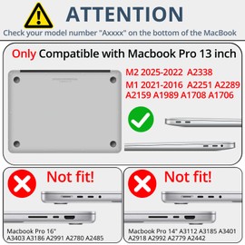 AKIT Compatible with MacBook Pro 13 inch Case M2 A2338 2025-2016 M1 A2251 A2289 A2159 A1989 A1708 A1706, Unique Pattern Plastic Laptop Hrad Shell Case&Keyboard Cover&Screen Protector Film, Pink Wave