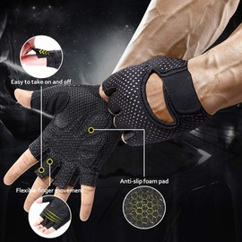 BECNBEAU Workout Gloves Gym Exercise Weightlifting Training Fitness Grip Sports Gloves Rowing Kayak Padded Lightweight Anti Slip Palm Protection for Men Women,Black,Small