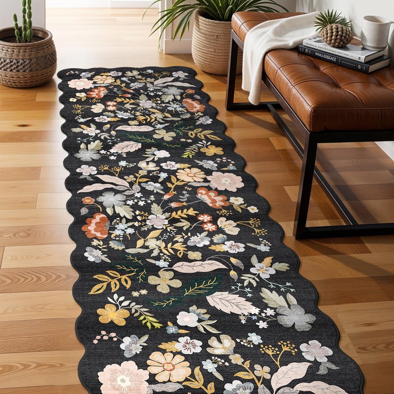 3x12ft Long Hallway Runner Rug - Non Slip Washable Floral