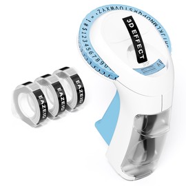 Embossing Label Maker Machine with Tapes, Omega S Vintage 3D Embosser, Old School Handheld Label Printer, Portable Retro Manual Embossed Labeler for Home Office School DIY, Blue