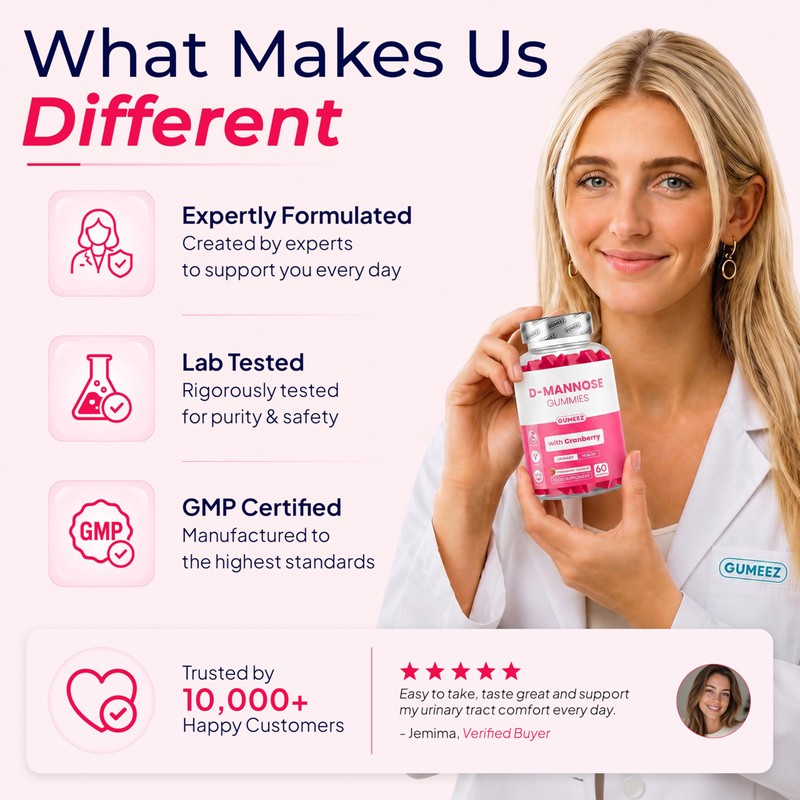 D Mannose Gummies with Cranberry – 700mg D-Mannose + 1000mg