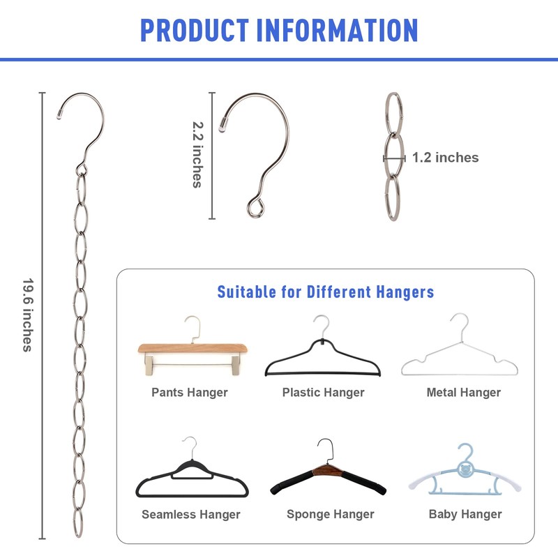 DFQHSCTE 5 Pack Wardrobe Space Saving Hangers, Metal Wardrobe Organizer,