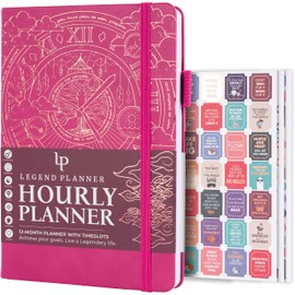 Legend Planner Hourly Schedule – Weekly & Daily Organizer with Time Slots. Appointment Book Journal for Work, Undated, A5 (Hot Pink)
