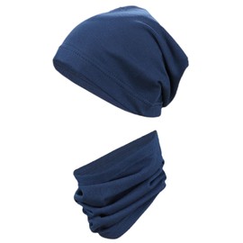 TupTam Children's Beanie Hat Tube Scarf Set Transitional Period, darkblue