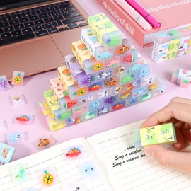 35Pcs Cute Rubber Eraser, Rubbers Erasers for Kids, Animal Eraser Count Bulk Pack, Assorted Designs, Back to School Supplies