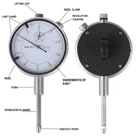 Dial Indicator SAE 0-1" Measuring Range/Resolution up to 0.001" Dial Gauge Tester Indicator with Lug Back