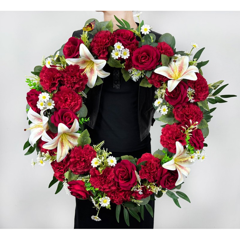 MUVIC Cemetery Wreath with Grave Holder, Memorial Day Wreaths for