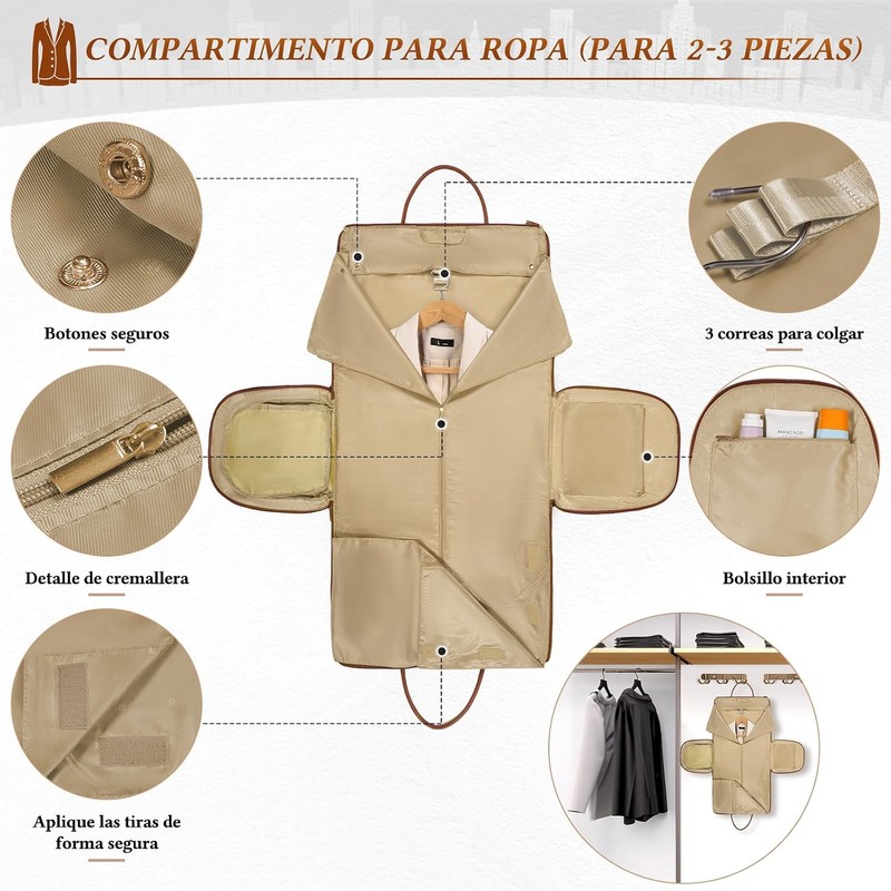 RAINSMORE Portatrajes de Viaje para Mujer 2 en 1 Maleta