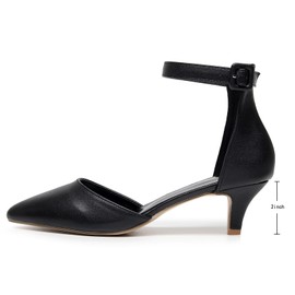 VenusCelia Women's Easy Going Strap Pump Kitten Heel Shoe (6 M US,Black)