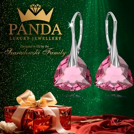 Earrings 925 Silver Hanging for Women Earrings Drop Earrings with Triangle Crystals Triangle Stone 12 Birthstone Jewellery for Her Earrings Girls Gift Mother's Day, Sterling Silver Glass, Crystal