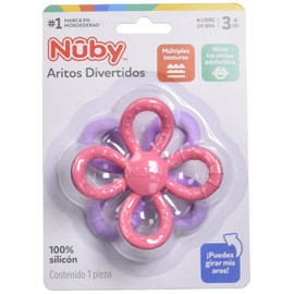 Nuby, Mordedera Aritos Divertidos de Silicón en Forma de Flor, Rosa - Morado, 6950